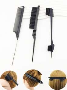 3pcs/Set Hair Styling Tools Kit, Including Curling Brush, Eyebrow Brush, Comb - Multicolor - View 2
