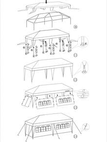 10x20' Outdoor Garden Gazebo Wedding Party Tent Canopy Marquee With 6 Removable  Sidewalls- PE Wedding & Party Gazebo, Ideal For Backyard, Events, Camping, Picnic, Garden Pavilion - Trắng + Kim loại-2 - Xem 11