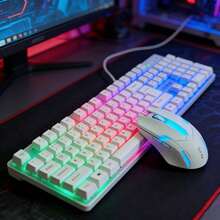 RGB Backlit Wired Gaming Keyboard, Rainbow LED Mechanical-Feeling Keyboard, Silent Keyboard, Suitable For PC Gamers, Compatible With Windows,  Laptops, Desktops, Plug And Play, Durable Detachable ABS Keycaps, Suitable For Gaming And Office Use - 查看 4