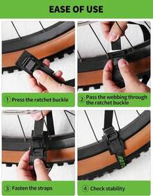 EBike Rack Straps, Suitable For All Bike Racks | 4 Pieces | Length 16 In | Width 0.8 Mm | 440 Lbs Load Capacity | Clamp Lock, Lashing Strap For Roof Rack, Kayak Lashing - ColorA - View 4
