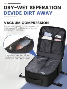 40*30*20cm Vacuum Compression Travel Backpack With Air Pump, Suitable As Carry-On Luggage And Daily Backpack, Unisex Design With Comfortable Back, Dry-Wet Separation Pocket, Airline Approved - Multicolor - View 6