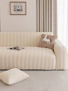 1 buah Sarung Sofa Jacquard Mewah, Pelindung Sofa Warna Polos, Ramah Hewan Peliharaan, Anti Selip, Anti Kotor, Anti Gores, Cocok untuk Semua Musim, Elastis dan Dapat Dicuci dengan Mesin, Cocok untuk Sofa 1/2/3/4 Dudukan - Krem - View 5