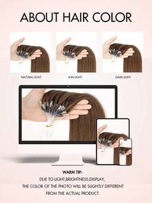 12-22 Inch Invisible Micro Ring Hair Extensions, Smooth Seamless Remy Human Hair Bun, Increase Hair Volume For Daily, Party, Wedding - Multicolor - View 8
