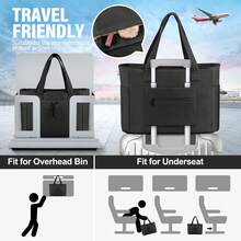 Puffer Versatile Laptop Bag For Women Featuring Compartments For A Cup And A Laptop, Designed For 13-15 Inch Laptops And Tablets. Ideal For Travel, Work, Or Nursing, This Tote Also Includes A Trolley Sleeve, Making It A Perfect Christmas Gift- Can Hold Yoga Mats, Hiking, Cycling, Gym And Travel - Outdoor Sports Equipment And Gear Without Carrying A Handbag Gym Bag With Yoga Mat Holder Suitable For Work,, Travel, Women's Handbag Shoulder Bag With Pockets - 黑色 - 查看 5