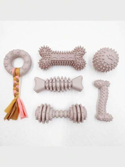 4pcs Different Shaped Dog Chew Toys, Suitable For Small Dogs, Cute Pink Small Breed Puppy Toys, Soft Interactive Teething Toys, Ideal For Small Dogs