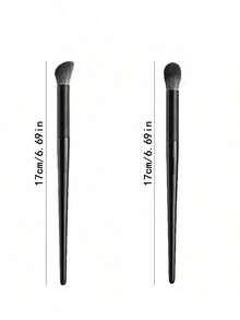 随机斜角轮廓化妆刷，面部鼻部轮廓刷，眼影刷，遮瑕晕染刷，化妆工具 - 黑色 - 查看 9