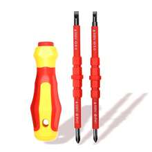5-In-1 Interchangeable Insulated Screwdriver Set, PH1/PH2 Multifunctional Screwdriver, Electrician Slotted & Bit Tool Kit - Insulated Screwdriver - View 2