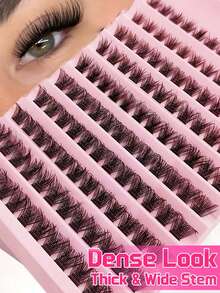 120PCS Eyelash Extensions Wispy Natural DIY C Curl Individual Lashes Clusters Black 10-16mm - C - View 2