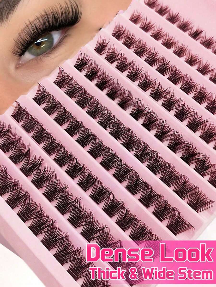 120PCS Eyelash Extensions Wispy Natural DIY C Curl Individual Lashes Clusters Black 10-16mm - C - View 1