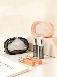 10ml Chai xịt nước hoa thủy tinh vuông nắp kim loại & túi đựng đồ vệ sinh cá nhân trong suốt chống rò rỉ có thể nạp lại di động vật dụng du lịch thiết yếu cho nữ nam - Nhiều màu - Xem 1