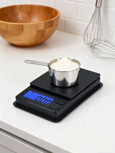  [talla grande vendido] 1 pieza Tapa abatible Báscula digital electrónica multifuncional de alta precisión de 500g/1000g, báscula para joyas, granos de café, té, de bolsillo, de oro, portátil, para productos farmacéuticos y joyería, báscula de cocina, herramienta útil para pesar ingredientes de alimentos con precisión. Funciona con pilas AAA (no incluidas)