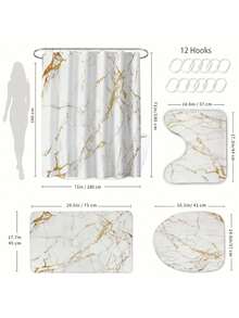 12钩复古木纹图案浴帘 - 防水、机洗、艺术设计，适用于家庭、酒店和浴室 - 多色 - 查看 9