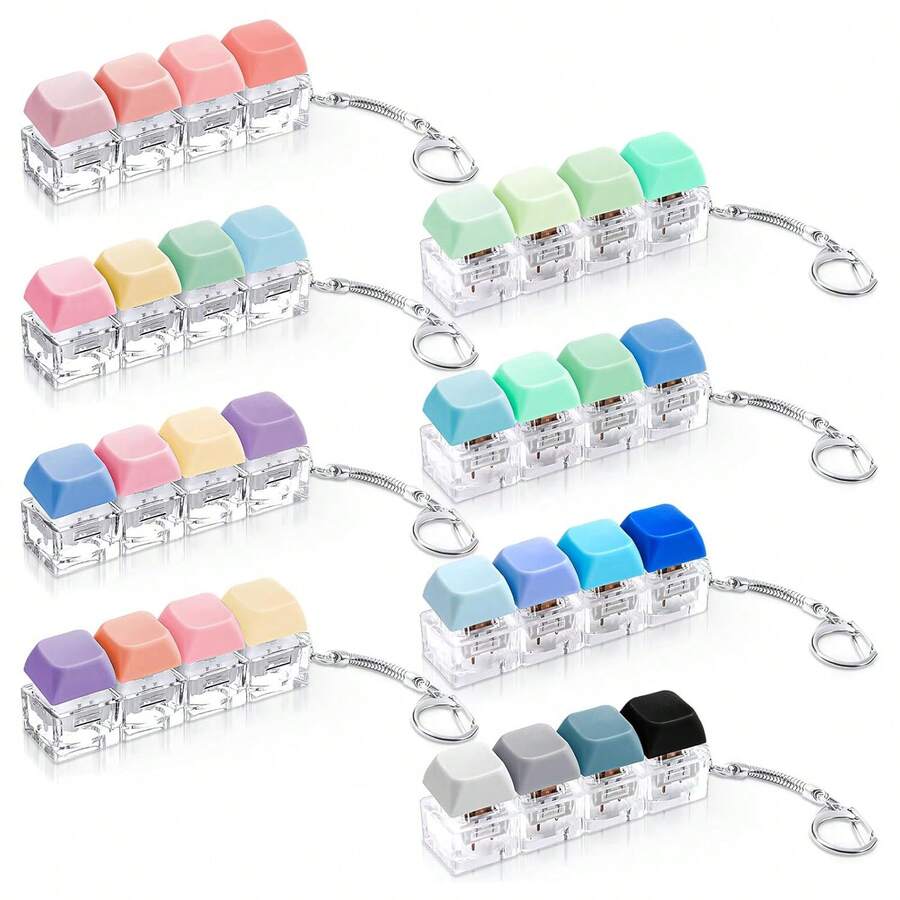 Keyboard Pressure Relief Toy, Keyboard Clicker Keychain, Stress Relief Toy Button, Adult Stress Relief Gift, Multi-Color Clicking Keyboard Pressure Relief Toy Keychain - Adult Stress And Anxiety Relief Sensory Toy | Portable Pressure Relief Accessory Suitable For Office, School, Commuting, Travel | Ideal Gift For Christmas, Birthday, Back To School, Holiday Parties And Gift Bags