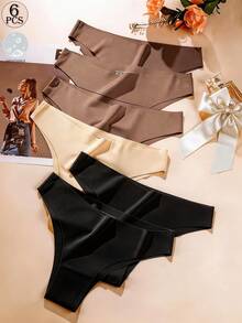 Aofeiqike 6件装无缝女士运动文胸，冰丝面料，适合瑜伽，性感比基尼款式，舒适透气；法式乡村甜美风三角内裤；多色无缝舒适亲肤性感低腰运动内裤 - 彩色 - 查看 16