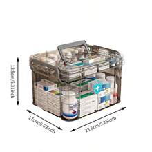 Transparent Multi-Layer Medicine Cabinet, With Handle, Portable First Aid Storage Box, Suitable For Home And Travel, Efficient Storage Of Medicines And Medical Tools, Transparent Design For Quick Access, Applicable For Home, Office, And Emergency Situations, Spacious, Essential Health Storage Item - Grey - View 12