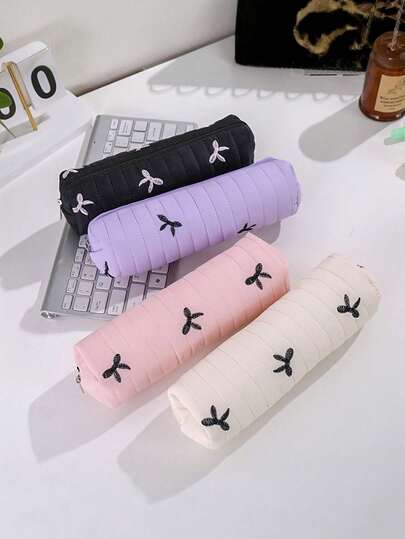 1pc Mint Green Bow Pencil Case, High-Quality Soft & Spacious Student Stationery Bag, Minimalist Fresh Style, Suitable For Women, Men, Students, Nurses, Ideal For Birthday, Holiday, Christmas Gifts, Back To School