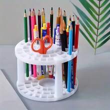 Hộp đựng cọ xoay 360° - Hộp đựng bằng nhựa màu trắng thời trang, thích hợp để đựng cọ vẽ, văn phòng phẩm và dụng cụ trang điểm, phụ kiện bàn làm việc tiết kiệm không gian với thiết kế bóng bẩy, vật dụng thiết yếu cho bàn trang điểm, văn phòng và studio nghệ thuật. - Màu trắng (Kiểu A) - Xem 17