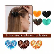 1pc Heart-Shaped Magnetic Hair Clip For Half-Up Or Thin Hair, 2-In-1 Non-Slip Hair Claw Clip For Left And Right Strands, Easy To Create Elegant Feminine Hairstyles, Hair Design Styling Decoration, Perfect Gift For Women, Available In Leopard Print And Solid Color - Heart-shaped Hair Clip - View 2