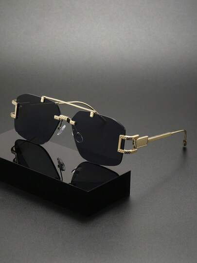 1副复古几何框休闲时尚男士夏季眼镜，Y2K风格，防紫外线，适合海滩、旅行、派对、日常佩戴、商务通勤等场合。