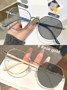 1/2件装新款金属工艺脚组合装饰变色猫眼时尚眼镜，时尚 - 漸變灰色 - 查看 16