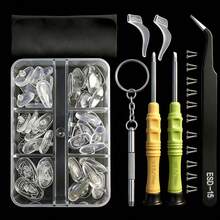 眼镜维修工具包 - 眼镜维修工具箱，手表维修工具箱 - 眼镜螺丝套装，包含精密螺丝、螺丝刀、镜框维修鼻托，耐用眼镜维修工具 - 彩色 - 查看 8