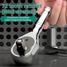 1pc Compact 72-Tooth Ratchet Wrench, Available In 1/2", 3/8", 1/4" Drive Sizes, Durable Short Handle Ratchet Wrench Suitable For Furniture Installation, Automotive Repair, And DIY Tools - Mini Ratchet Wrench - View 3