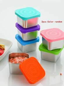 1-4pcs 6oz Stainless Steel Small Snack Boxes, Mini Metal Food Storage Containers With Silicone Lids, Leak-Proof Lunch Boxes For Office And Travel - Multicolor - View 8