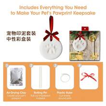 Pet Paw Print & Handprint Clay Kit - Complete DIY Keepsake Set With Bracket, Golden Paint, Brush, Mold Box, Letter Mold & Ribbon For Cat And Dog Owners - White Mud In Aluminum Foil Bags - View 2