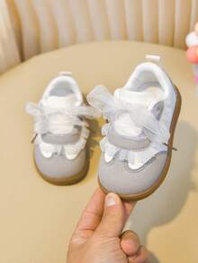 1双婴儿鞋，蕾丝边婴儿平底鞋，幼儿鞋 - 米色 - 查看 7
