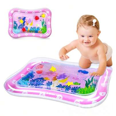 1 pieza Alfombra inflable para golpear, Alfombra de juego de agua para bebés, Adecuada para bebés e infantes de 3 a 24 meses, Fortalece los músculos del bebé, Juguete portátil para bebés (Juguete de vida marina flotante, color aleatorio - Se recomienda su uso bajo la supervisión de los padres)