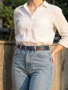 Women's Set Of Belts With Metallic Roller Buckle In Minimalist Faux Leather - 黑/綠/米色/藍 - 查看 4