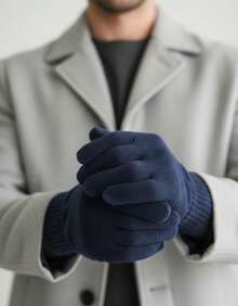 Basic Elegant Knitted Gloves For Cold Winter - Adult (Various Colors) - 藏蓝色 - 查看 9