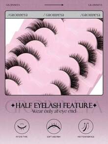 Half-Strip Transparent Cat Eye Short Soft 3D Faux Mink Eyelashes, Suitable For Natural Makeup (BP04), Bar Lash, False Eyelashes - Black - View 2