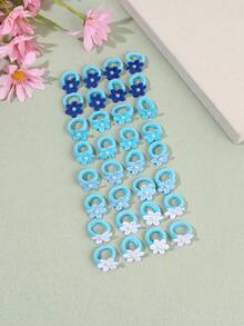 25 Stück süße blaue Haargummis für Frauen, niedliche Blumen Haargummis, elegante Perlenhaarreifen für Alltag und Party, Frauenhaaraccessoires, Haargummis, Haargummibänder, Scrunchies, Haarseile, Sommer, Urlaub, Reise - Blau - Übersicht 8