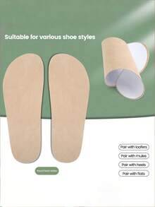 1 Pair Women's Self-Adhesive Non-Slip Barefoot Shoe Insoles, Thin Breathable Cooling Insoles Suitable For High Heels And Sandals - Apricot - View 4