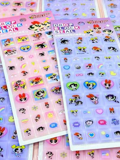 THE POWERPUFF GIRLS 3D Stickers, Random Creative Cute Cartoon & Animal Designs, Kids Gifts, Soft Toys, Stress Relief, DIY Smartphone Case Decoration, Assorted Styles May Have Color Variations
