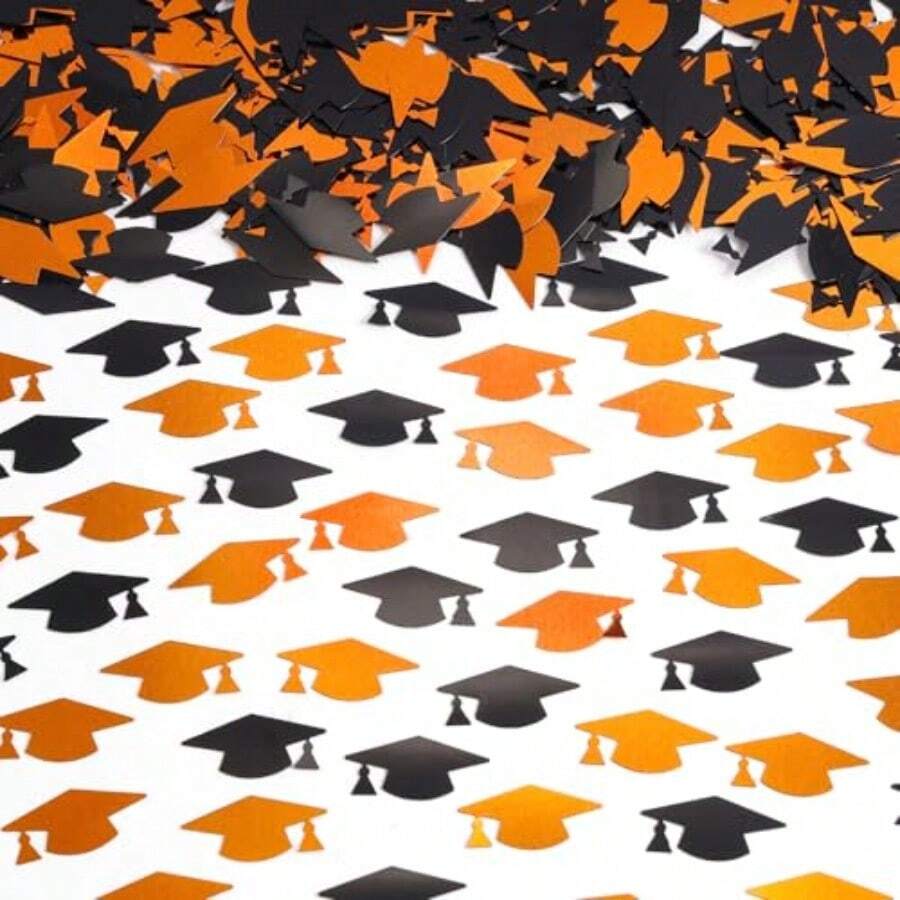 Orange And Black Graduation Cap Confetti 2026 Class Of 2026 Table ...