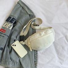 Bolso de pecho de nailon minimalista y versátil, nueva riñonera casual cruzada, bolso bandolera pequeño y ligero para el transporte diario para mujeres - Blanco - Ver 2
