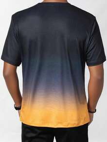 Ombre Men's Letter Print Crew Neck Casual T-Shirt - Yellow - View 2