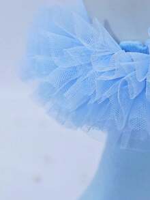 1 par de calcetines de encaje con volantes para niñas, calcetines de princesa bebé esponjosos con volantes - Multicolor - Ver 3