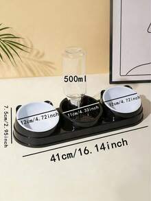 1 Set 2-In-1 Cat Food And Water Bowls, Dry And Wet Separated Design, Durable Plastic Easy To Clean, Slanted Design To Protect Pet's Neck. Suitable For Cats And Small Dogs Water And Food Bowls, Providing Water And Healthy Feeding For Multiple Pets. - Multicolor - View 2