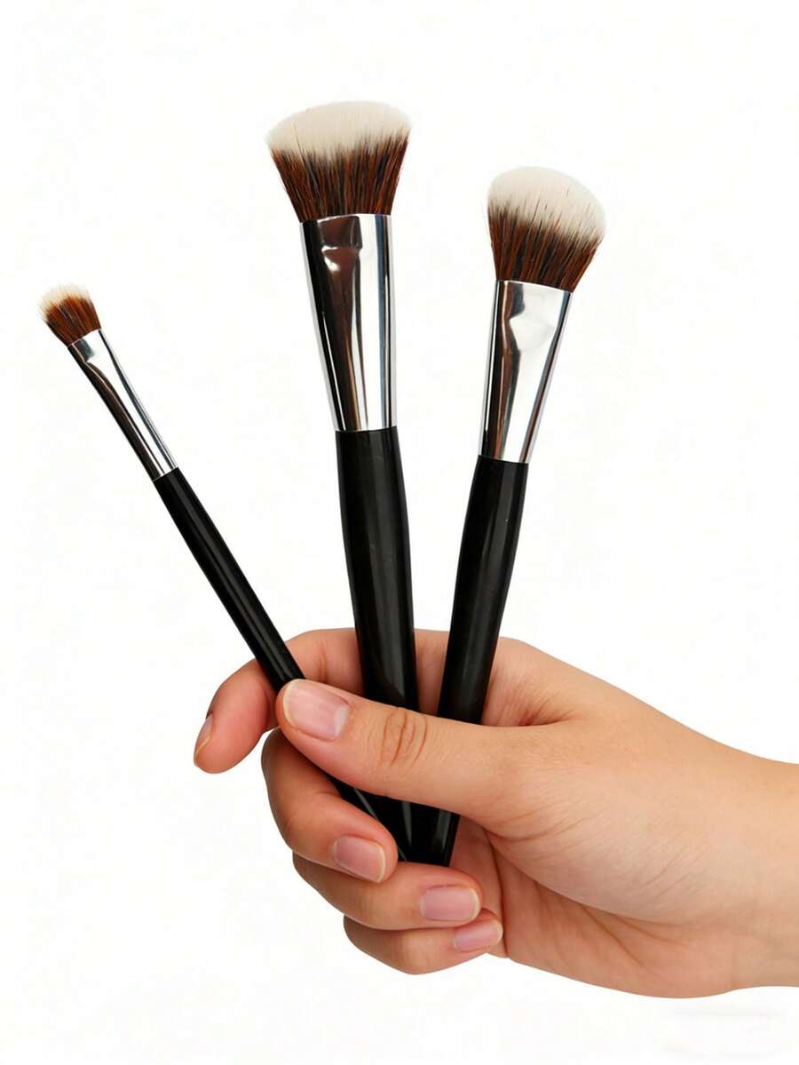 3件套化妆刷套装 - 采用柔软纤维材质，方便携带，是旅行必备品。包含粉底刷、遮瑕刷、腮红刷、修容刷、古铜粉刷、散粉刷及其他多功能刷具。 - 彩色 - 查看 1