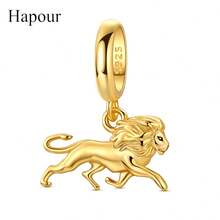 925 Sterling Silver Gold Plated Lion Pendant, Fits Original Bracelet & Necklace, Exquisite Jewelry Gift (Zodiac: Leo/Leadership) - Gold - View 1