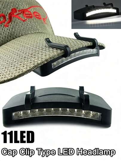 300流明11颗LED头灯，夹式头灯手电筒，便携式超亮11颗LED头灯，适用于户外钓鱼、露营、狩猎