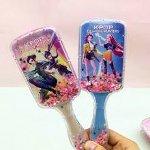 1pc K-Pop Fantasy Rotating Hair Brush, Illuminating Massage Hair Brush, Anti-Static Volumizing Styling Tool, Cute Girl Group Gift (Random Pattern) - Multicolor - View 1