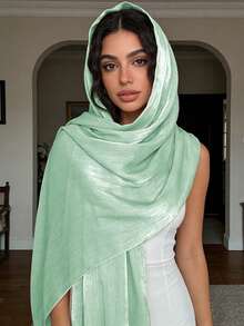 New Autumn/Winter Organza Soft Shimmery Muslim Hijab Scarf Shawl For Women - Multicolor - View 2