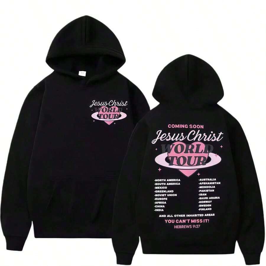 Harajuku Aesthetic Christian Jesus Church Hoodie Bible Verse God Loves You Hooded Men's Women Vintage Sweatshirts  Streetwear  Essentials Hoodie Hoodie Women Sweatshirts Women Hoodies Men's Hoodie Sweatshirts Men Essentials Fear - 黑色 - 查看 1
