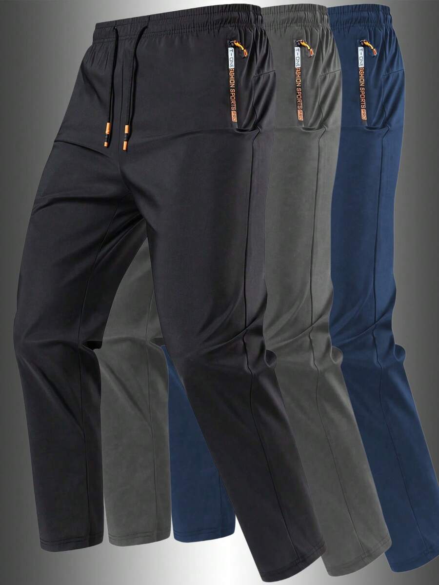 1件男友风男士夏季轻薄速干透气跑步健身裤 春季 - 黑色 - 查看 1