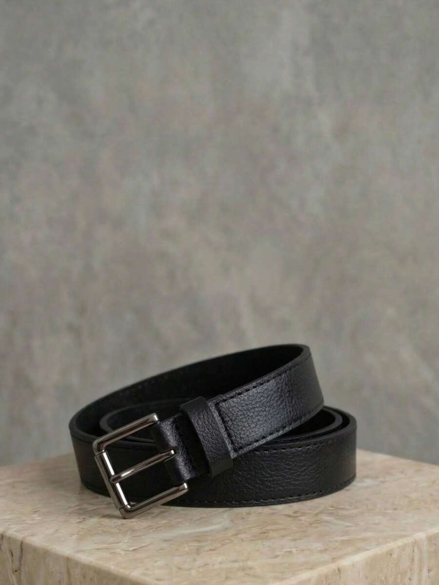 Women's Set Of Belts With Metallic Roller Buckle In Minimalist Faux Leather - 1 Pretoo - View 1
