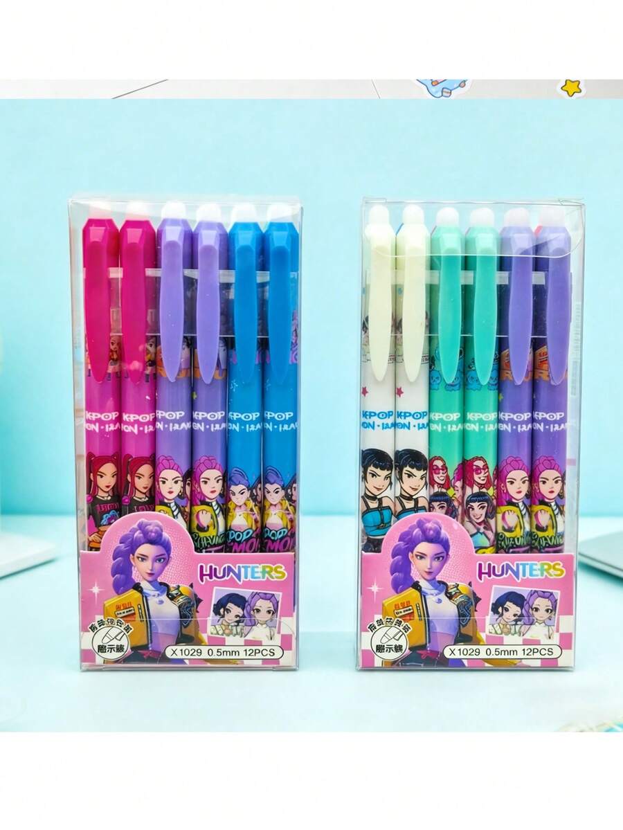 Bộ bút bi xóa được, nét mảnh, đường kính 0.5mm, in hình nhóm fan K-POP Fandom Wizard, đồ dùng học tập và quà sinh nhật cho fan. - Nhiều màu - Xem 1